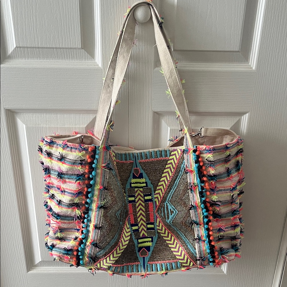 America & Beyond Colorful Patterned Tote Bag